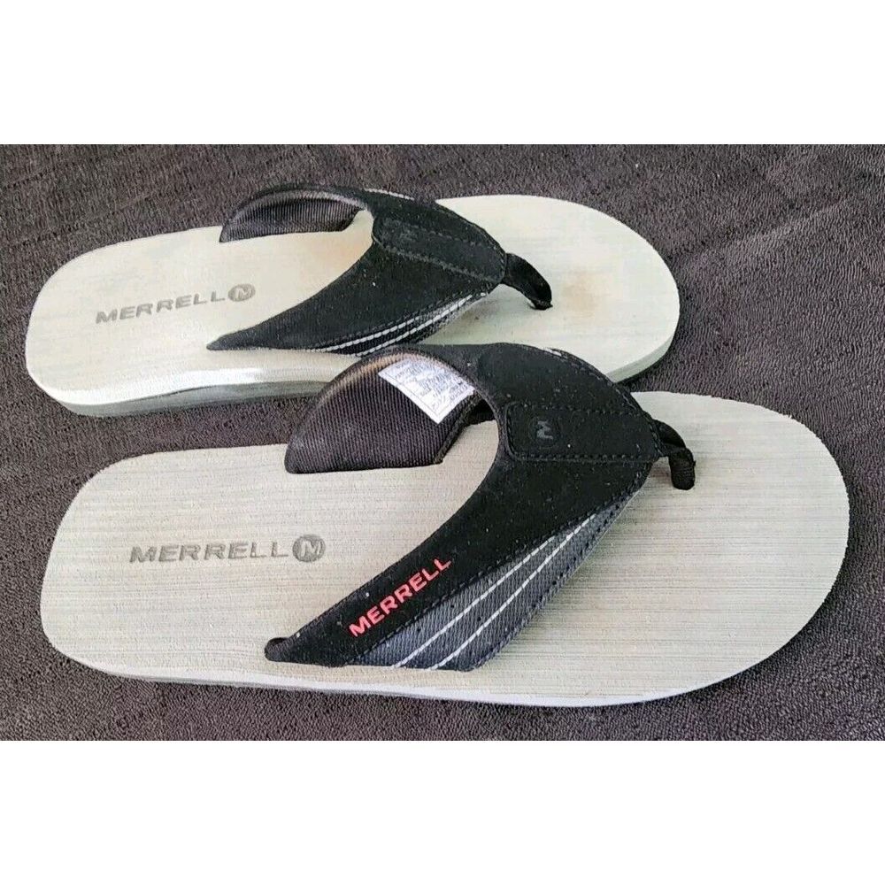 Merrell Men's Size 8 Women's 10‎ Black Leather Thong Sandals EUC